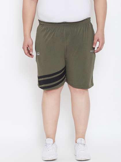 bigbanana Plus
                          Size Men Olive Green Black Striped
                          Anti-Microbial Regular Fit Regular Shorts