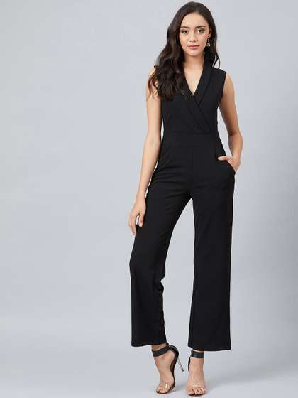 Athena Women Black
                      Solid Basic Jumpsuit