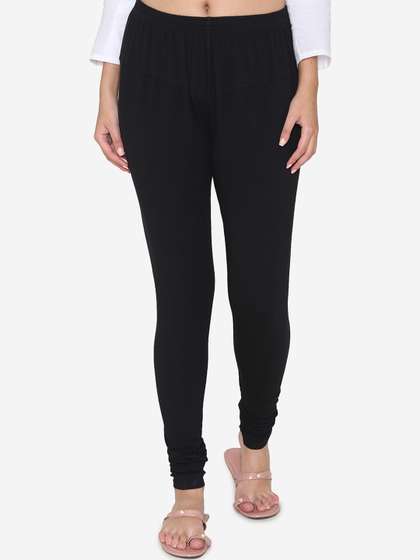 Vami Women Black
                        Solid Churidar-Length Leggings