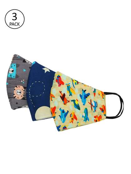 Tossido Kids Pack of 3
                      Pcs Multicoloured Reusable 3-Ply Protective
                      Outdoor Masks