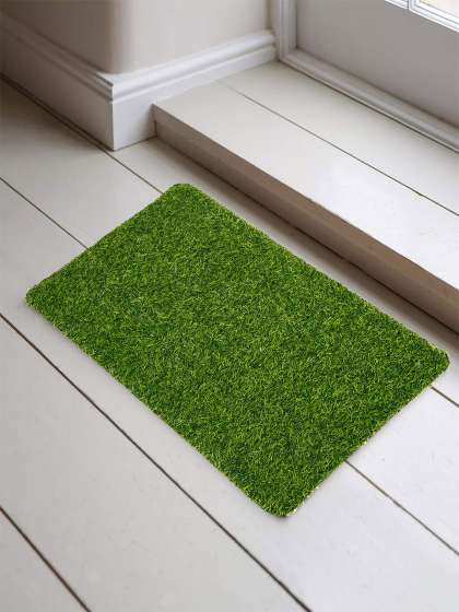 Kuber Industries Green Solid Artificial Grass Doormat