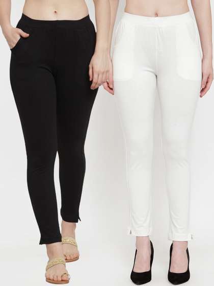 TAG 7 Women Pack
                          Of 2 Solid Ankle-Length Straight-Fit Leggings