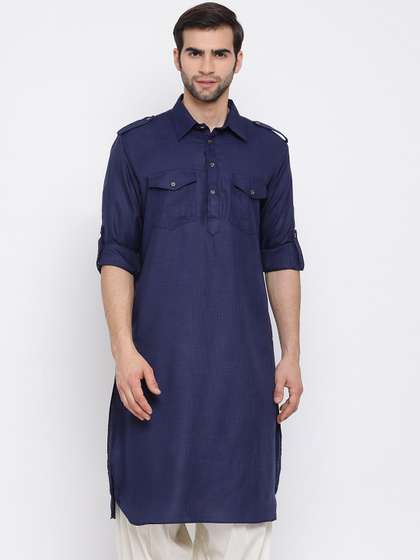 VASTRAMAY Solid Pathani Kurta