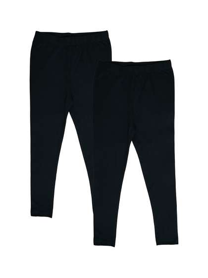 KiddoPanti Girls Pack Of 2 Solid Ankle-Length Leggings