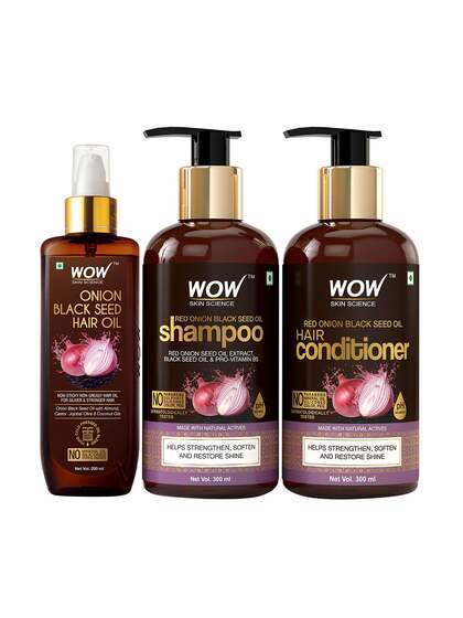 WOW Set of 3 Onion Black Seed Oil Ultimate Hair Care Kit 800 ml