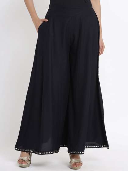 Juniper Women
                          Black Solid Flared Palazzos