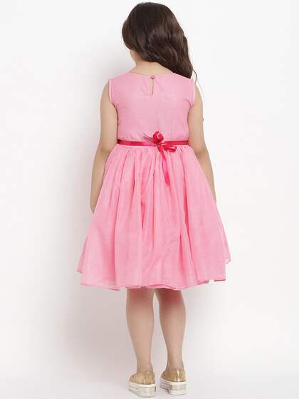 Bitiya by Bhama Girls Pink Solid A-Line Dress