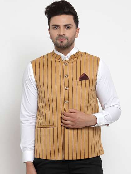 NEUDIS Men Striped Woven Nehru Jacket