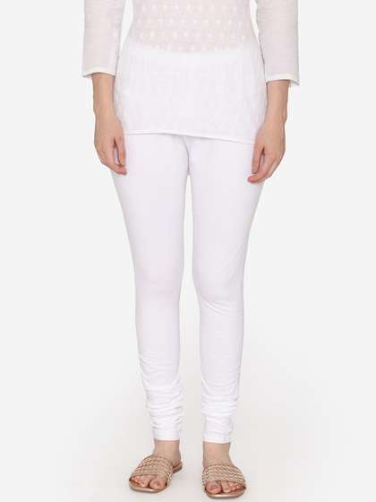 Vami Women White
                        Solid Churidar-Length Leggings
