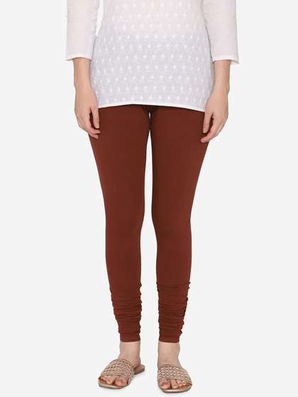 Vami Women Brown
                        Solid Churidar-Length Leggings