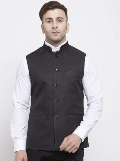 Wintage Men Woven Design Nehru Jacket