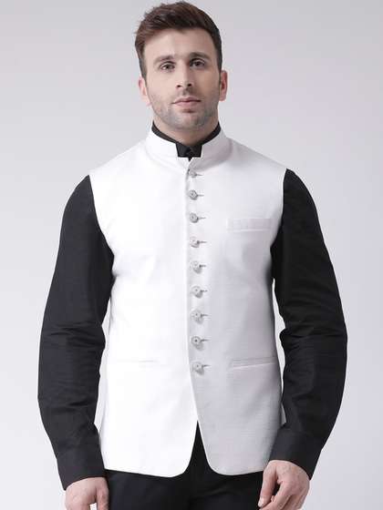 Hangup Men Solid Woven Nehru Jacket