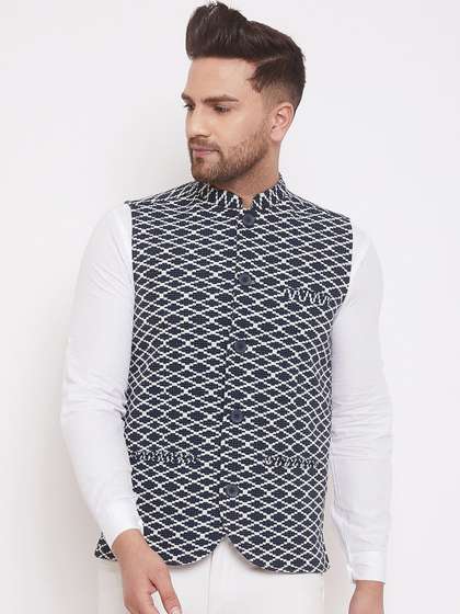 even Men Woven Design Nehru Jacket
