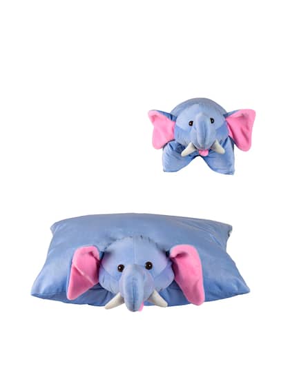 Ultra Blue & Pink Elephant Folding Pillow Plush Soft Toy