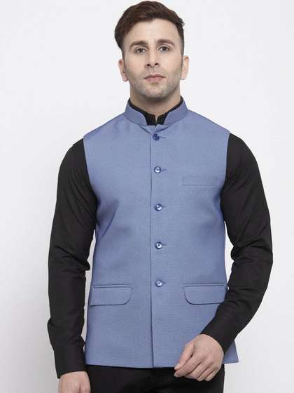 Wintage Men Self Design Satin Nehru Jacket