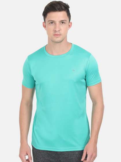 Masculino Latino Men Sea Green Slim Fit Rapid-Dry Sports T-shirt