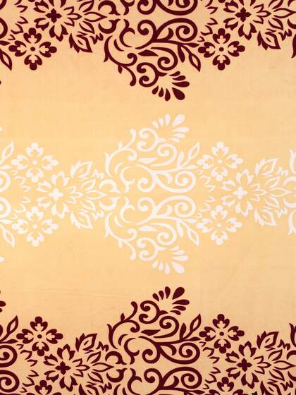 Florida Beige & Brown Ethnic Motifs 144 TC Polycotton 1 King Bedsheet with 2 Pillow Covers