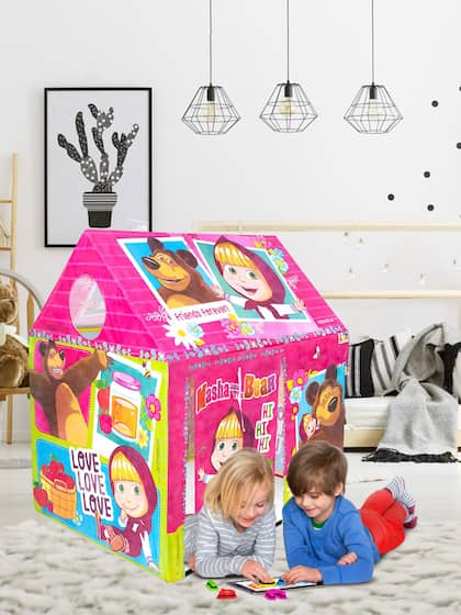 Masha and The Bear Fuchsia Pink & Brown Masha and The Bear Printed Kids Play Toy House