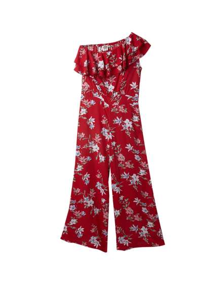 Cub McPaws Girls Red
                      & Blue Printed Basic Jumpsuit