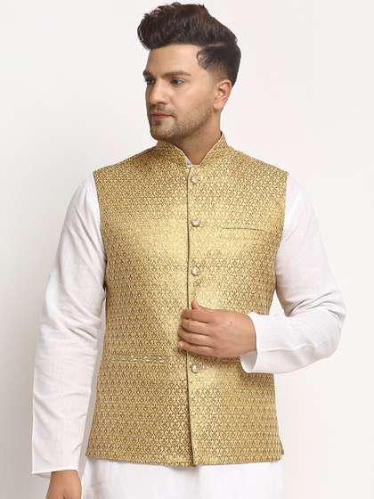 TREEMODA Men Embellished Woven Nehru Jacket