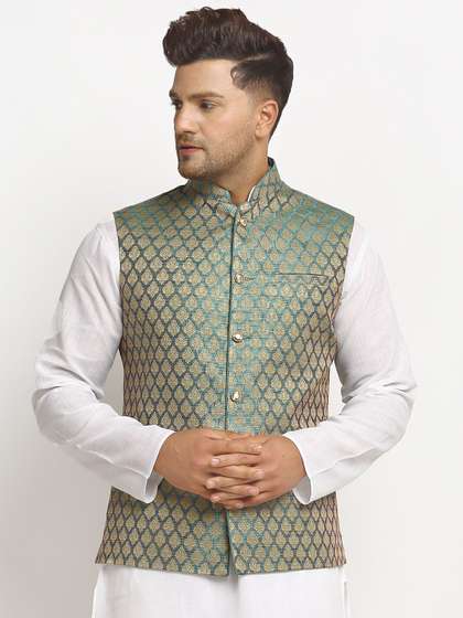TREEMODA Men Embellished Woven Nehru Jacket