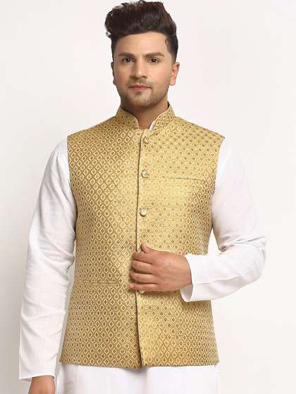 TREEMODA Men Embellished Woven Nehru Jacket