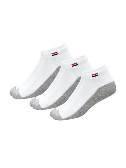 NAVYSPORT Men Pack of
                      3 White & Grey Colourblocked Ankle-Length
                      Socks