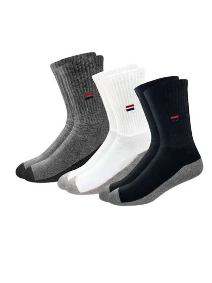 NAVYSPORT Men Pack
                        Of 3 Assorted Calf-Length Socks