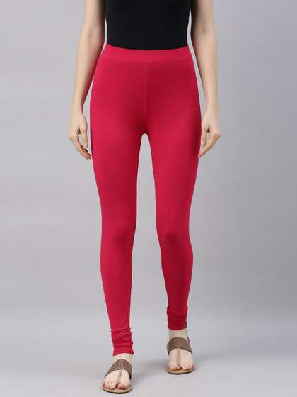 TWIN BIRDS Women Red
                        Solid Churidar-Length Leggings