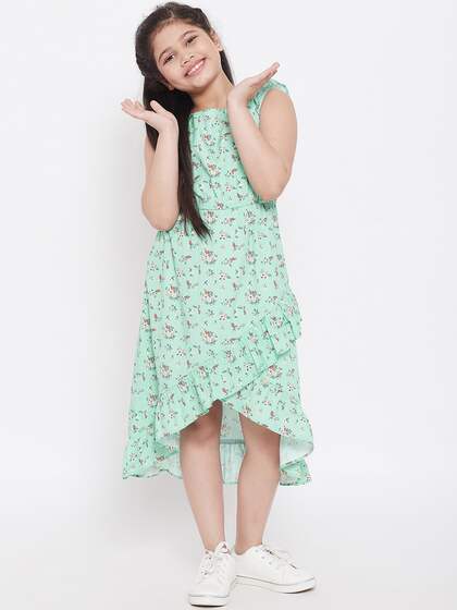 Stylo Bug Girls Green & Red Printed A-Line Dress