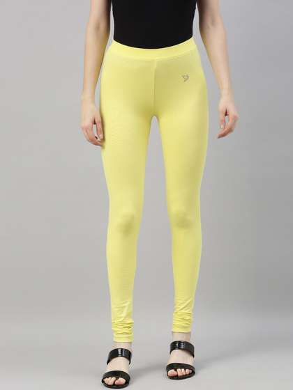 TWIN BIRDS Women
                        Yellow Solid Churidar-Length Leggings