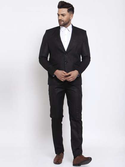 Wintage Men Black
                        Solid Single-Breasted Formal Suit