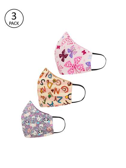 Tossido Kids Pack Of 3
                    Safety Cartoon Digital Printed 3-Ply 100% Cotton
                    Premium Reusable Cloth Face Masks