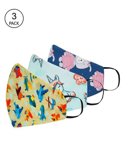 Tossido Kids Pack Of 3
                      Digitally Printed 3-Ply Pure Cotton Cloth Masks