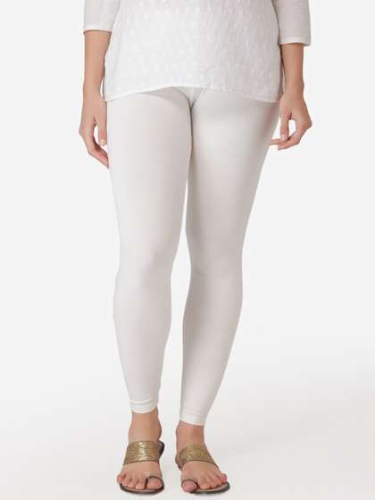 Vami Women Off-White
                        Solid Ankle-Length Leggings
