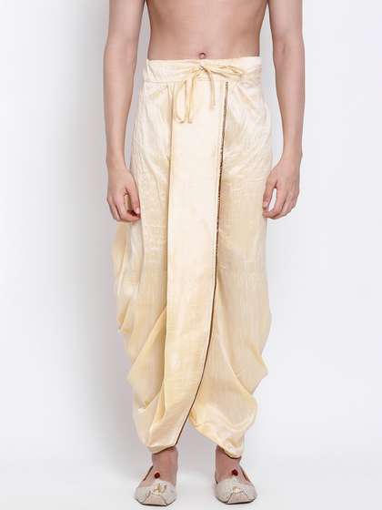 Here&Now X
                        Sanwara Men Beige Solid Art Silk Dhoti