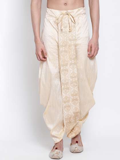 Here&Now X
                        Sanwara Men Beige Solid Relaxed-Fit Dhoti