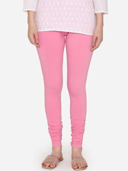 Vami Women Pink
                        Solid Churidar-Length Stretchable Leggings