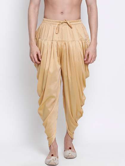 Here&Now X
                          Sanwara Men Gold-Coloured Solid Dhoti Pants