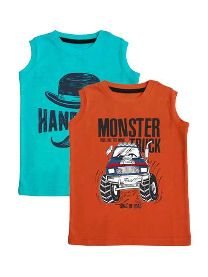 x2o Kids Pack Of 2
                    Printed Pure Cotton Innerwear Vests