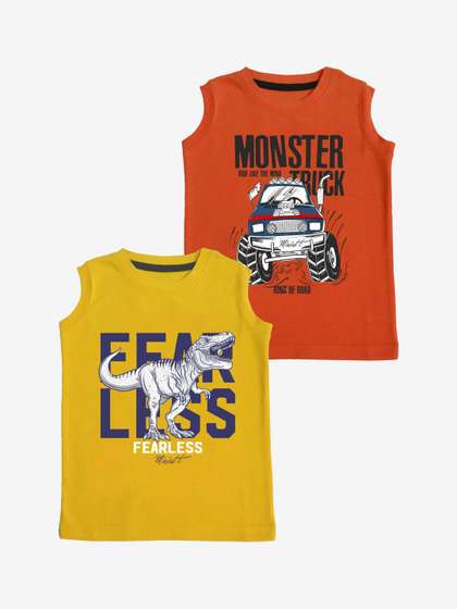 x2o Unisex Kids Pack
                      Of 2 Printed Innerwear Vests