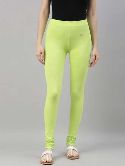TWIN BIRDS Women
                        Lime Green Solid Churidar Length Leggings