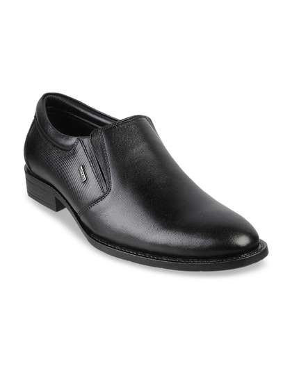 Metro Men Black
                          Solid Leather Formal Slip-Ons