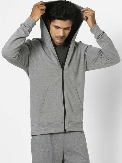 Decathlon DOMYOS -
                        Men Grey Full-Zip Hooded Cotton Sweatshirt