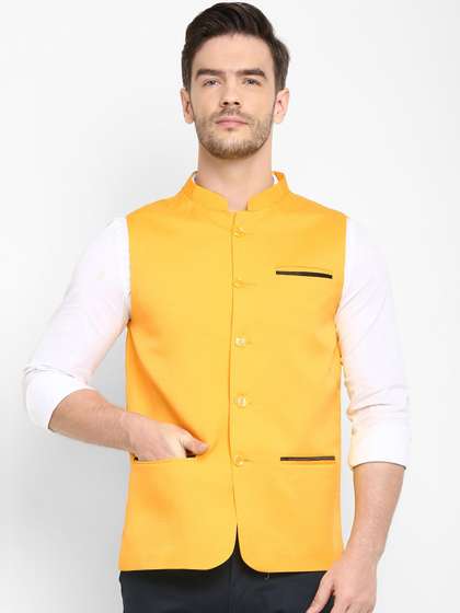 Hangup Men Solid Woven Nehru Jacket