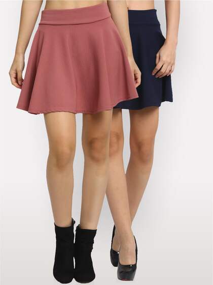NEUDIS Women Pack Of 2 Self Design Flared Mini Skirts