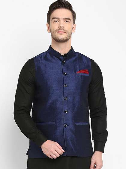 hangup trend Men Solid Silk Nehru Jacket