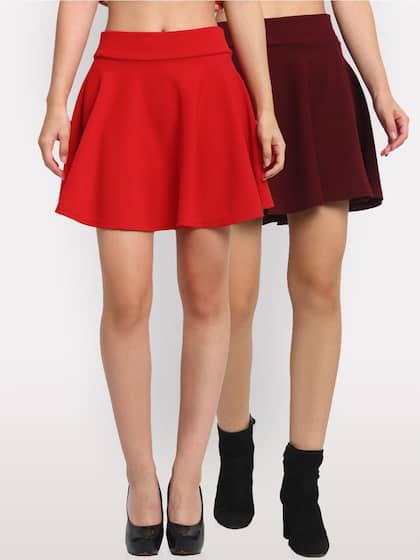 NEUDIS Women Pack Of 2 Self Design Flared Mini Skirts