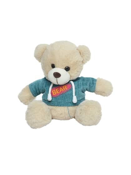 DukieKooky Kids Beige & Blue Hoodie Dress Teddy Bear Soft Toy