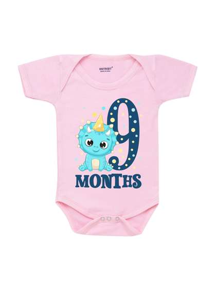 KNITROOT Infant Kids
                      Pink 9 Months Old Milestone Theme Printed
                      Bodysuit
